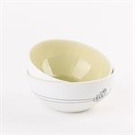 Small round porcelain bowl with green interior