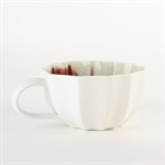 Gas-fired porcelain umbrella mug with red and green interior