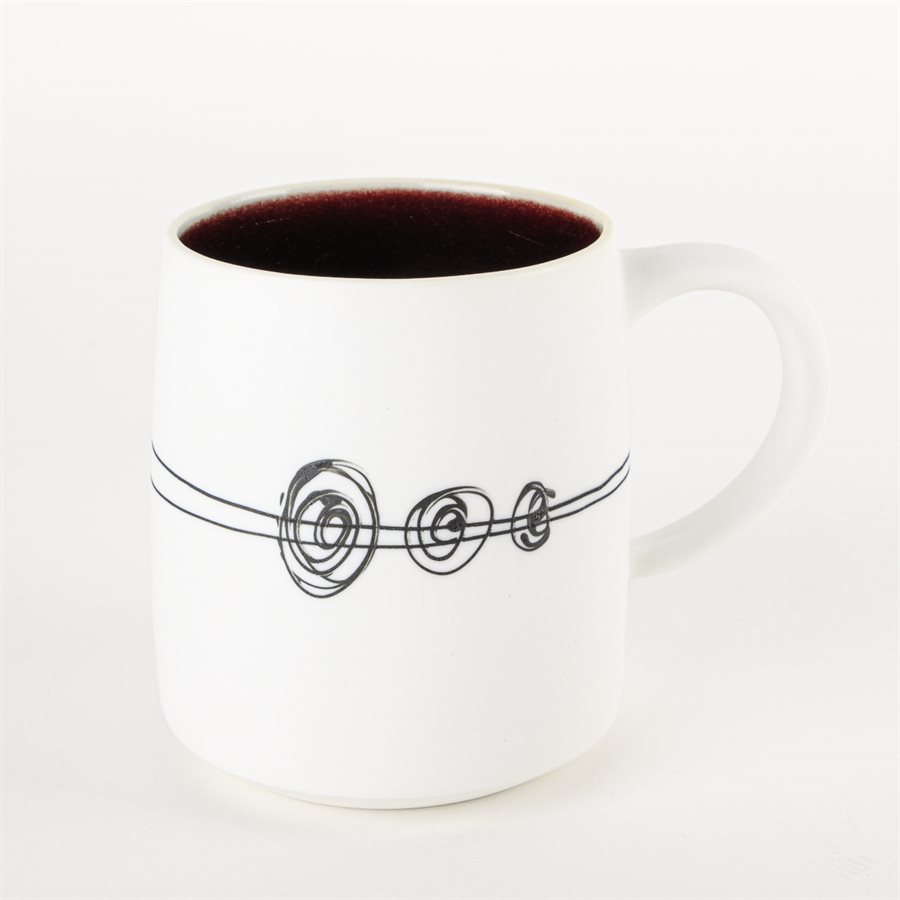 Porcelain coffee cup with red interior