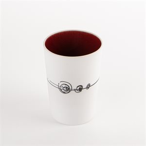 Gas-fired porcelain water glass with red interior