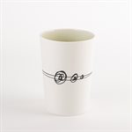Gas fired porcelain water glass with green interior