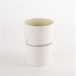 Gas fired porcelain water glass with green interior