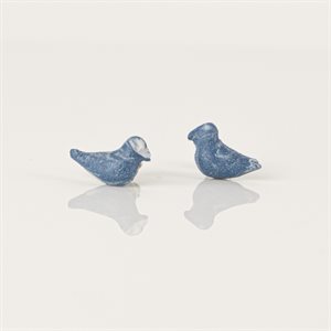 Clay bird earring Plain blue
