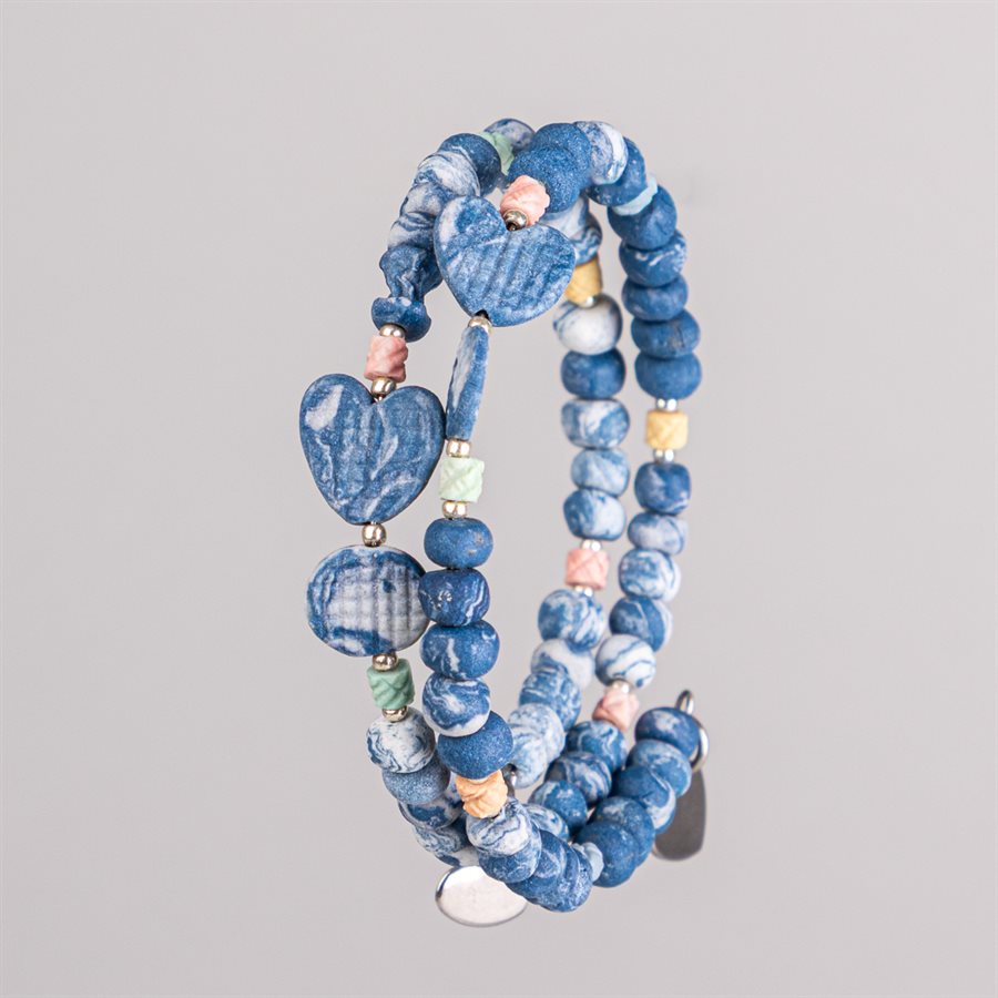 Bracelet ajustable à deux tours en billes de porcelaine façonnées à la main 7