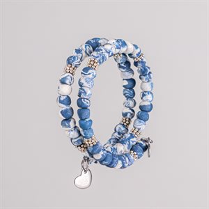 Bracelet ajustable à deux tours en billes de porcelaine façonnées à la main 9