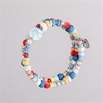 Bracelet ajustable à deux tours en billes de porcelaine et ornements 12