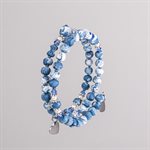 Bracelet ajustable à deux tours en billes de porcelaine et ornements 16