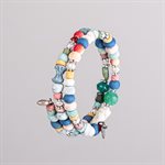 Bracelet ajustable à deux tours en billes de porcelaine et ornements 17
