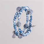 Bracelet ajustable à deux tours en billes de porcelaine et ornements 20