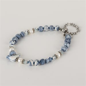 Simple bracelet with blue clay ornament 1