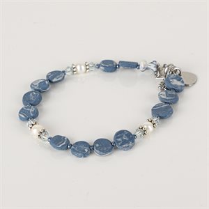 Simple blue clay lozenge bracelet 1