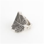 Chinese elm leaf ring in silver, large model