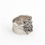 Silver bird feather ring, model 1