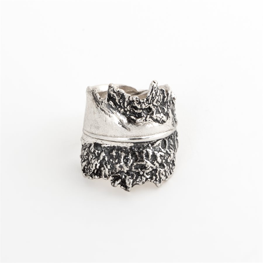 Silver bird feather ring, model 2