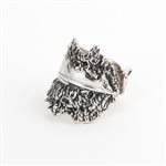 Silver bird feather ring, model 2