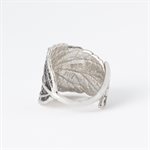 Acalypha leaf ring in silver, oxidized finish