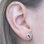 Hex Screw Stud Earrings in polished silver