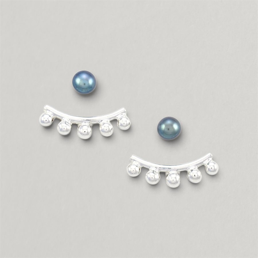 Five Ball and Pearl Ear Jackets – black pearl