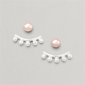 Boucles d’oreilles Ear jackets à cinq boules et perles – perle rose