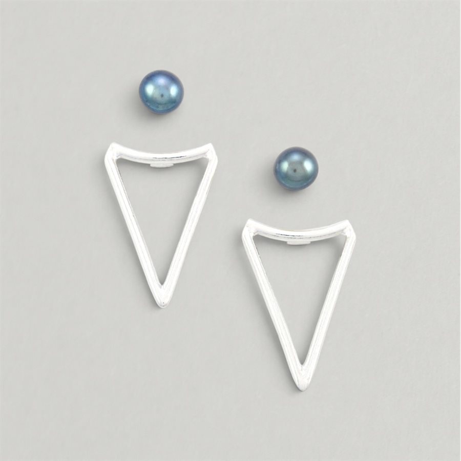 Triangle and Pearl Ear Jackets – black pearl