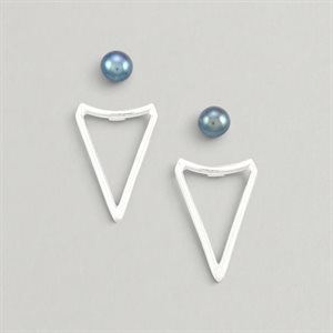 Boucles d’oreilles Ear jackets Triangle et perles – perle noire
