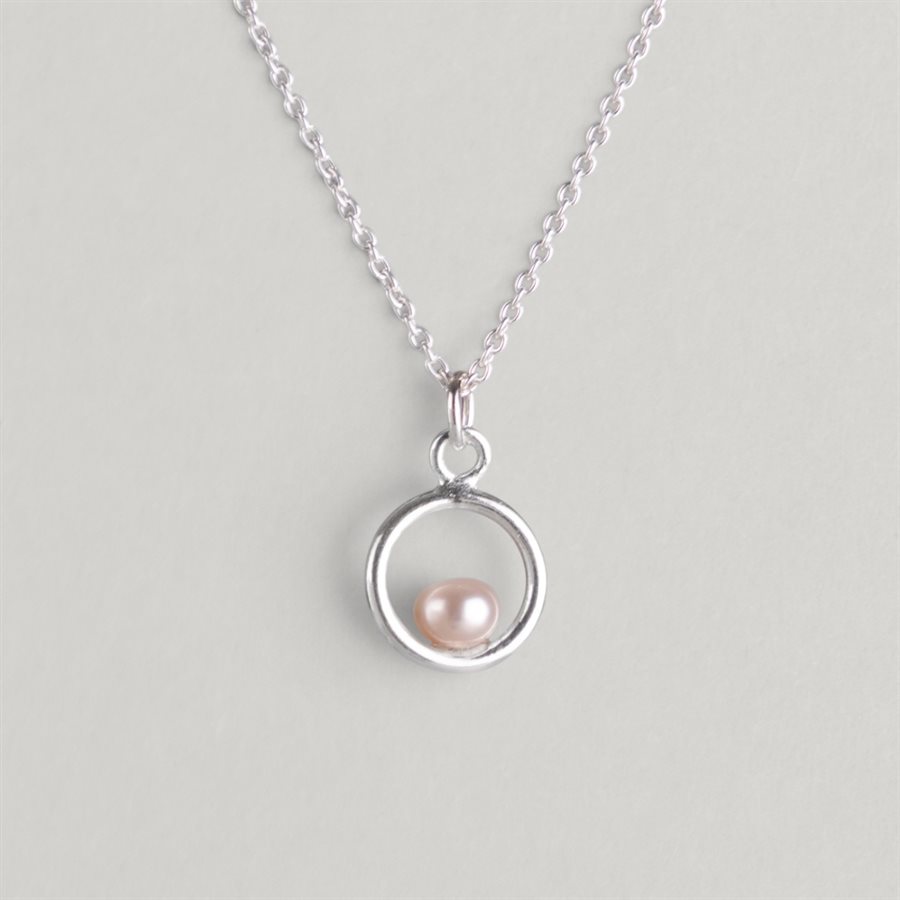 Pendentif Cercle et perle – perle rose