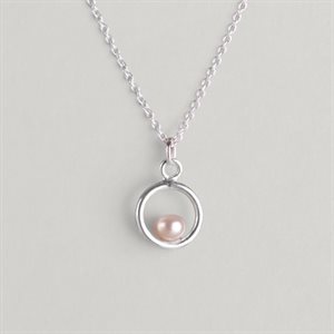Pendentif Cercle et perle – perle rose
