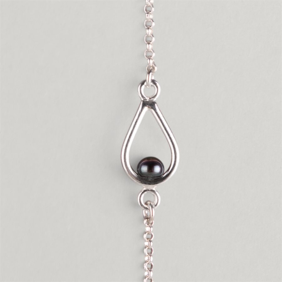 Bracelet Goutte et perle d’eau douce – perle noire – P / M