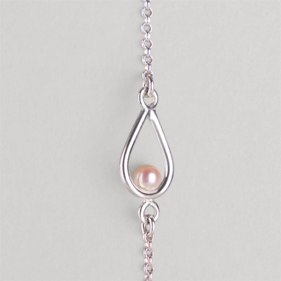 Teardrop and Freshwater Pearl Bracelet – pink pearl – M / L