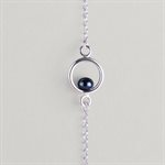 Circle and Freshwater Pearl Bracelet – black pearl – S / M