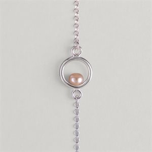 Bracelet Cercle et perle d’eau douce – perle rose – P / M