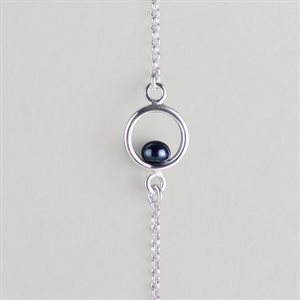 Bracelet Cercle et perle d’eau douce – perle noire – M / G