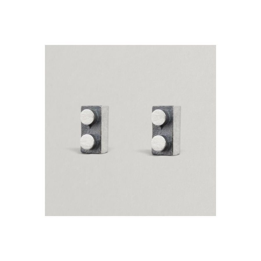 Rectangle Nano Block Stud Earrings