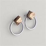 Pyrite and Circle Stud Earrings