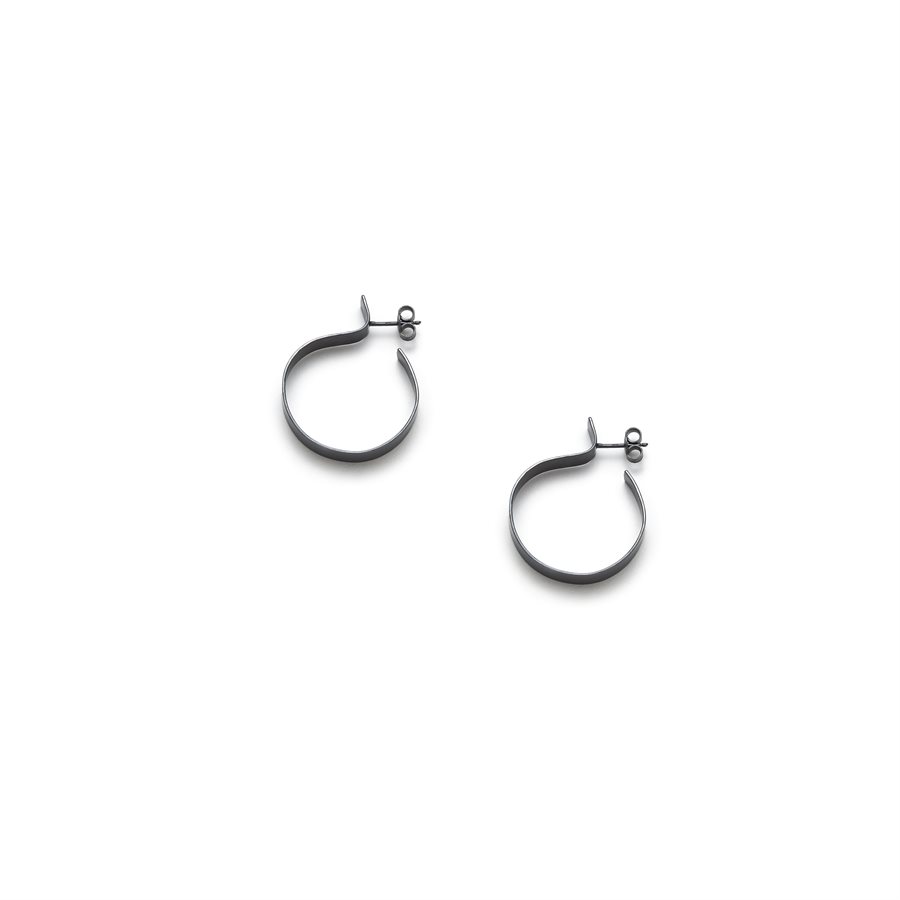 Oxidized silver Oculus earring