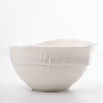 Small white pinched porcelain bowl