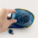 Moyenne pochette en laine feutrée - Bleu et jaune 6