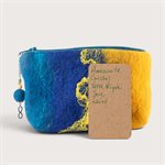 Moyenne pochette en laine feutrée - Bleu et jaune 6
