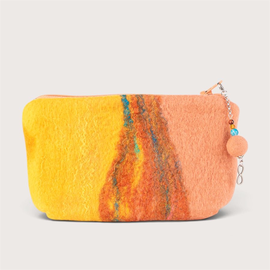 Medium Felted Wool Pouch - Orange 