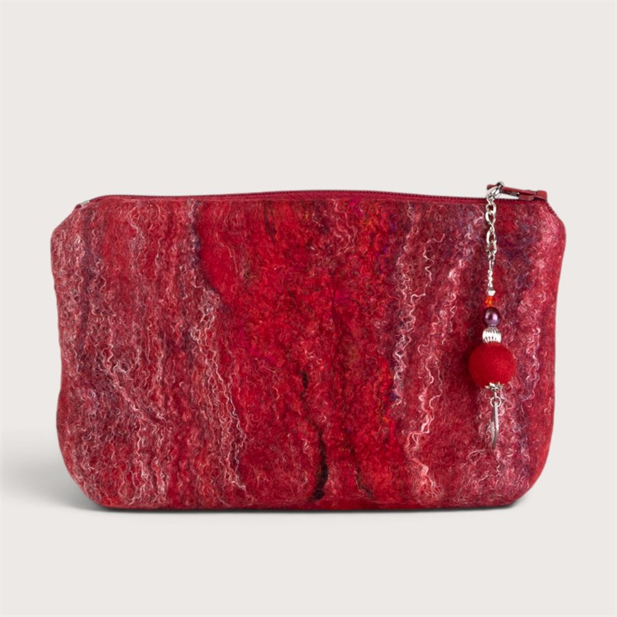 Moyenne pochette en laine feutrée - Rouge 