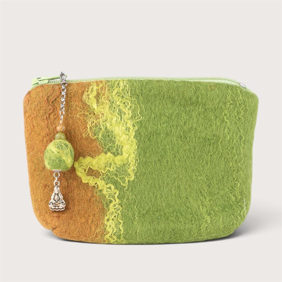 Small Felted Wool Pouch - Green 