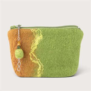 Petite pochette en laine feutrée - Verte 