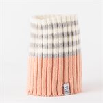 Adult merino wool neck warmer, Peach, gray, cream, nickel