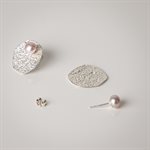 Mini flora 3 in 1 earring in silver with pink pearls