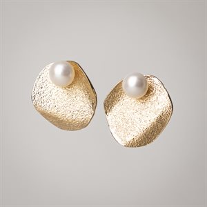 Boucle d'oreille Flora 3 en 1 en argent plaqué or avec perles blanches