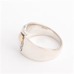 Silver ring adorned with gold, double openwork oval model, size 8½