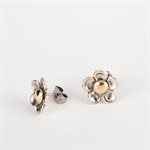 Silver earring adorned with gold, flower studs model