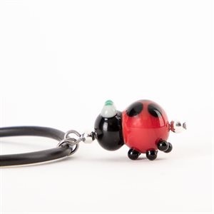 Glass ladybug necklace for children, Red