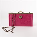 Faux leather and cotton wallet bag with metal clasp Raspberry and 1862 pink