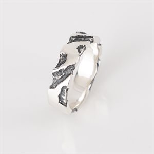 6mm flat marbled engraved silver bangle